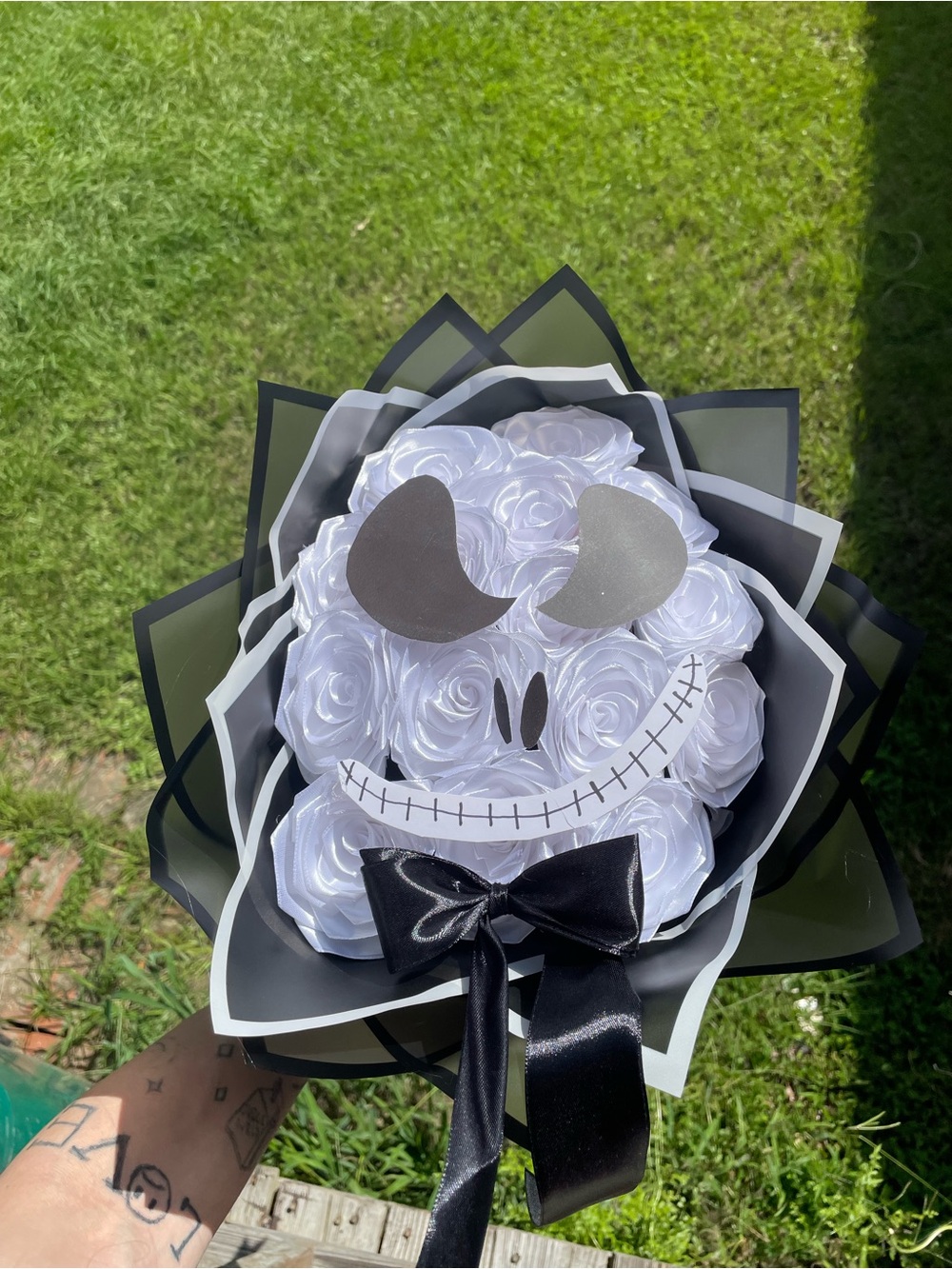 Jack skeleton eternal handmade bouquet- White & Black